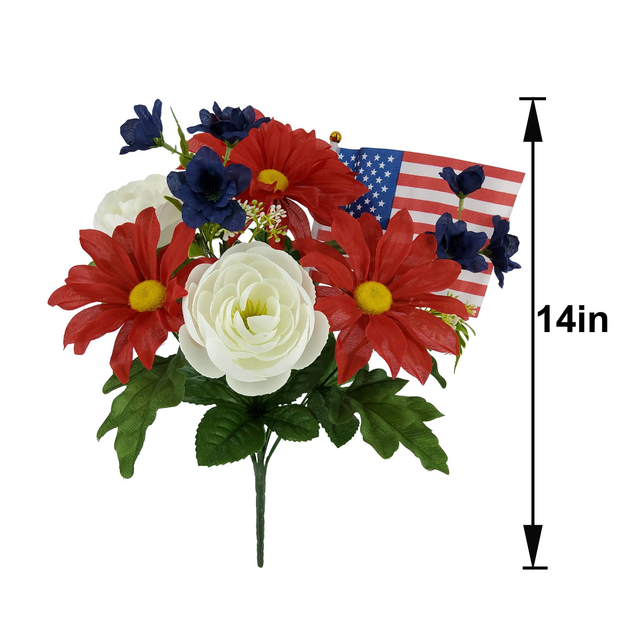 15" Zinnia & Ranunculus Mix with Flag Bush by Celebrate It™